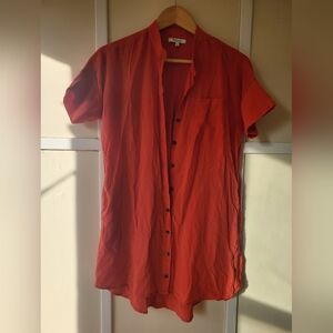 Madewell Red Short Sleeve Button-Up Shirt